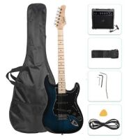 Winado - Full Size Electric Guitar for Music Lover Beginner with 20W Amp and Accessories Pack Guitar Bag (DARK BLUE, 39")