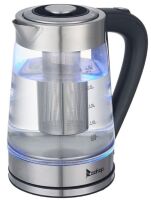 Electric Kettle with SpeedBoil Tech, 1.8 Liter Cordless with LED Light, Blue Glass - Silver