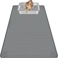 Silicone Cat Litter Mat for Litter Box 40&rdquo;x28&rdquo; Large Cat Mat, Dark Grey Waterproof, Non-Slip, Leak-Proof Rug Mat with Lip, Easy to Clean, Extra Large Litter Catcher Mat for Floor