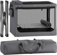 Collapsible Dog Crate 42 Inch, XXL Dog Crate for XXL, XL, Large Breeds, Travel Kennel for Car, Includes Pet Mat for Pet Cage, 2 Storage Pockets, Handbag, 10mm Locking Zippers