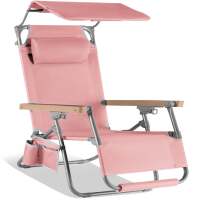 Beach Chair with Adjustable Canopy, Zero Gravity with Carry Straps