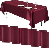 YMHPRIDE 10 Packs Satin Tablecloth 108 x 57 inch Burgundy Rectangular Tablecloths, Overlay Satin Table Cover Bright Silk Tablecloth Smooth Fabric Table Decoration for Wedding Party Banquet Events