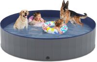 Niubya Foldable Dog Pool, Collapsible Plastic Dog Swimming Pool, 72x12in