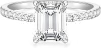 TIGRADE 3CT Engagement Ring for Women Emerald Cut Cubic Zirconia Wedding Band CZ Promise Wedding Ring