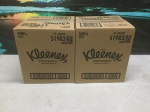 Lot of (2) Kleenex Expressions Soothing Lotion Facial Tissues, 8 Boxes/65 Tissues