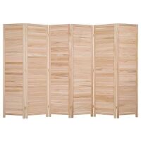 6ft Natural Wood 6 Panel Paulownia Pleated Room Divider
