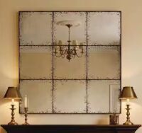 Vintatge Style 36 in. Square Black Iron Frame Wall Mirror