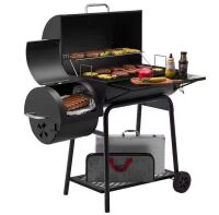 Royal Gourmet 28 in. Barrel Charcoal Grill with Offset Smoker in Black