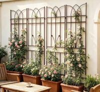 KOTSICO 71 in Brown Metal Rustproof Garden Trellis for Climbing Plants (4-Pack)