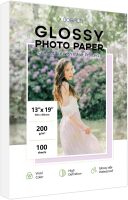 13x19 Photo Paper Glossy, Goefun 54 LB Printer Photo Paper 100 Sheets 200 GSM 13 x 19 Picture Paper for Inkjet Printer and Dye Ink