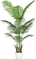 4FT Artificial Palm Tree Indoor with White Pot, Realistic Leaves, 9 Trunks Adjustable Branches, Tall Faux Fake Palm Plant, Ideal for Living Room Bedroom Office Home Interior Aesthetic Decor
