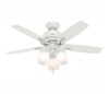 Hunter Donegan 44 in. LED 3-Light Indoor Fresh White Ceiling Fan