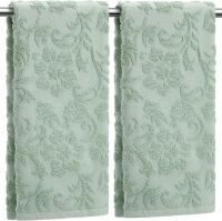 Lot of (4) Sage Green Hand Towels, 13.7" x 29.5", 2 Pack