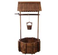 Rustic Outdoor Wood Wishing Well Planter