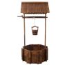 Rustic Outdoor Wood Wishing Well Planter