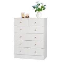 6-Drawer White Particle Board 25.98in. W Chest of Drawer