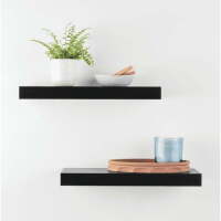 Mainstays Black Floating Shelves, 16.5 in, Set of 2