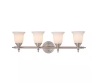 Hampton Bay Olgelthorpe 29.8 in. 4-Light Brushed Nickel Bathroom Vanity Light Fixture with Bell Shaped Frosted Glass Shades