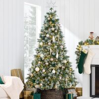 7.5ft Pre-Lit Frosted Scotch Pine Christmas Tree w/ 1320 Branch Tips 1500 2-in-1 Micro LEDs