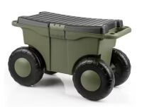 Pure Garden 1.89 cu. ft. Green Plastic Rolling Garden Cart with Seat