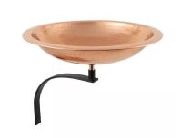 ACHLA DESIGNS Hammered Copper Birdbath w/Wall Mount Bracket, 12.5 in. Tall, Polished Copper Plated