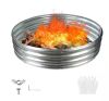 60 in. D x 12 in. H Round Galvanized Steel Fire Pit Kit in Silver with Foldable Design