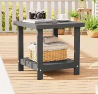 Gray Rectangular HDPE Outdoor Side Table