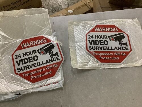 Lot of (2) ANLEY 12 in. x 12 in. 24-Hour Video Surveillance Aluminum Warning Sign - Trespassers Will Be Prosecuted