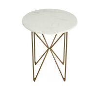 Home Decorators Collection Round Accent Table With Gold Finish Wire Base and Natural Marble Top - Crack in Top