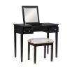 Linon Home Decor April 2-Piece Black Makeup Vanity with 2-Drawers and Flip-Top Mirror