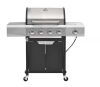 4-Burner Propane Gas Grill in Stainless Steel with Side Burner, Condiment Rack and Built-in Thermometer - Dented