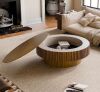Noble House Leigh 39.37 in. Light Brown Round MDF Wood Coffee Table with Storage, Fluted Design