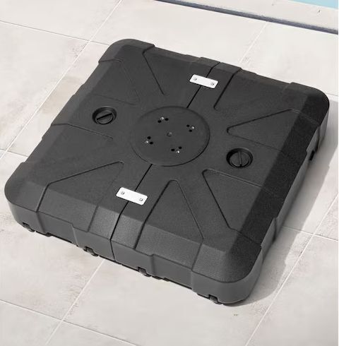 HDPE Patio Cantilever Umbrella Base with Wheels Outdoor Weighted Umbrella Stand in Black 350 lb. Water and Sand Filled