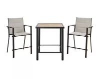 StyleWell Longview 3-Piece Metal Outdoor Counter Height Dining Set With Padded Sling