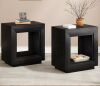 BYBLIGHT Kerlin 23.62 in. Black Rectangular Wood End Table, 2-piece