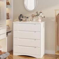 Lofka White 28-in W 4 Drawer Dresser Chest of Drawers with Large Storage Capacity Embedded Handles Anti-Tipping Device Bedroom Storage Cabinet Modern Apartment Furniture