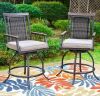 Swivel Metal Outdoor Bar Stool with Grey Cushion (2-Pack)