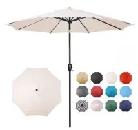 Sun-Ray 9 ft. Round 8-Rib Steel Market Patio Umbrella in Creamy Beige