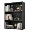 Multifunctional Freestanding 31.5 in. Tall 3-Tier Shelf Accent Bookcase with Open Storage, Black
