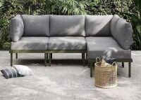 AURA OUTDOOR 4-Piece Metal Outdoor Sectional Sofa Set Patio Furniture Set with 6 in. Olefin Cushion, Green