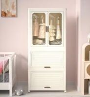 Cream White Polypropylene 22.44 in. Armoire with Magnetic Doors, Hanging Rod, 4-Storage Cubes and Hangers