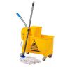 Mind Reader 5.5 Gal. Yellow Bucket Plastic W/Wringer and Mop Bucket Set Floor Cleaning Wheels 16.25 in. L x 10.75 in. W x 24.5 in. H