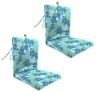 Jordan Manufacturing 38 in. L x 21 in. W x 2 in. T Rectangular Outdoor Dining Chair Cushion in Blue Tropical (2-Pack)