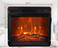24 in. Electric Fireplace Inserts in Black with Remote Control and Over-heating Protection