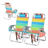 VINGLI 16-in 2 Pack Rainbow Aluminum Lightweight Beach Chair with 5-Position