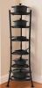 KES Solid Metal 6-Tier Freestanding Pot Rack with 6 Hooks, 264 lbs. Capacity, Black Finish
