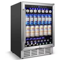 23.4 in. Single Zone 180-Cans Beverage Cooler With 3 Removable Shelves, Built-in Blue Light - Dented