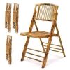 VINGLI 4-Pack Bamboo Folding Dining Wood Chairs Comfortable Seat Brown