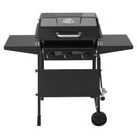 Expert Grill 3-Burner Propane Gas Grill with Side Shelves and Wheels, Black