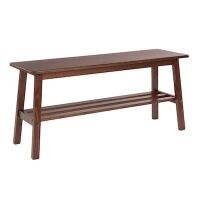 VINGLI 39 Inch Solid Wood Dining Bench with Shoe Rack Storage Walnut